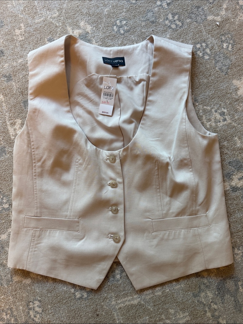 LOFT Cream Button-Front Women's Vest